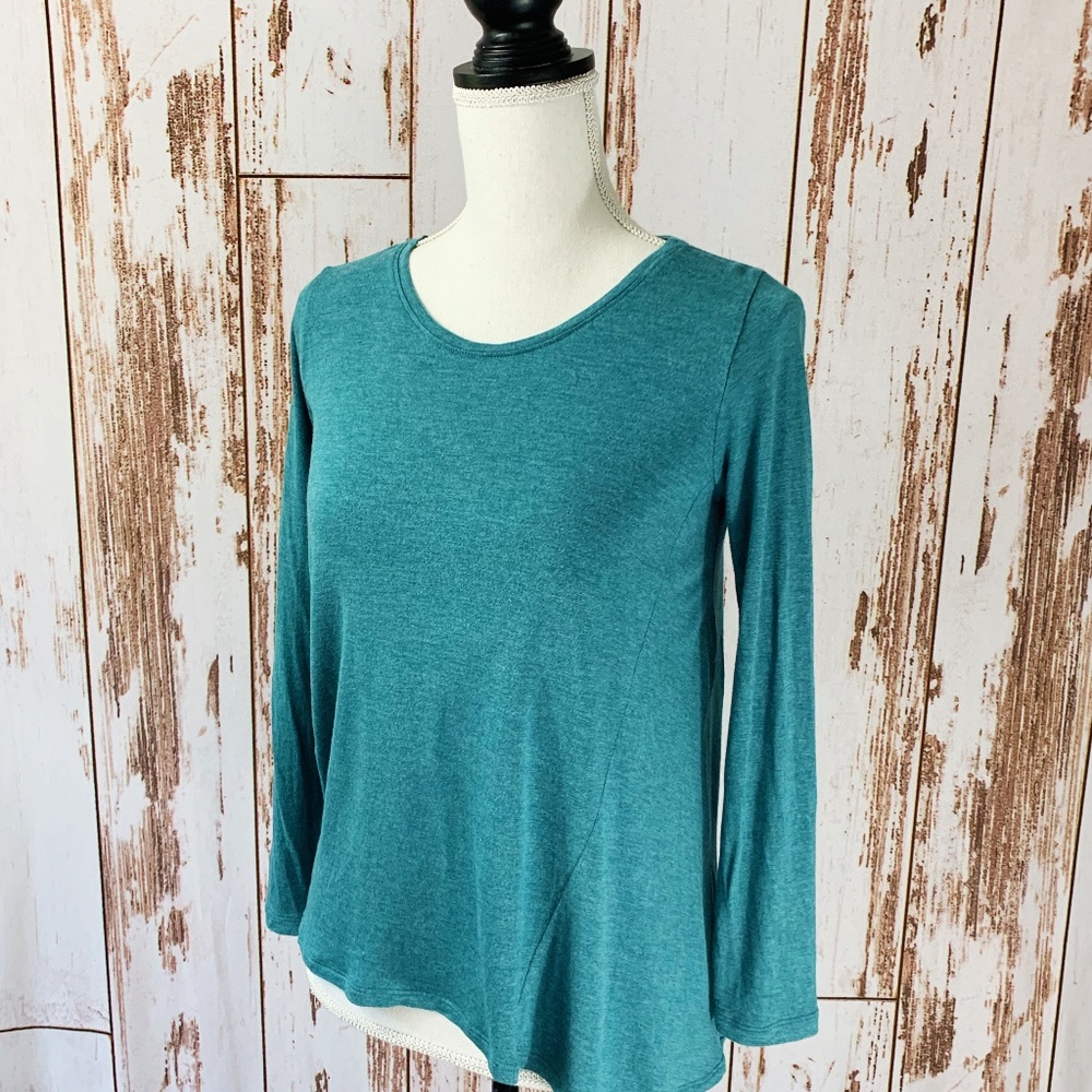 CAbi Long Sleeve Flattering T-Shirt Teal XS